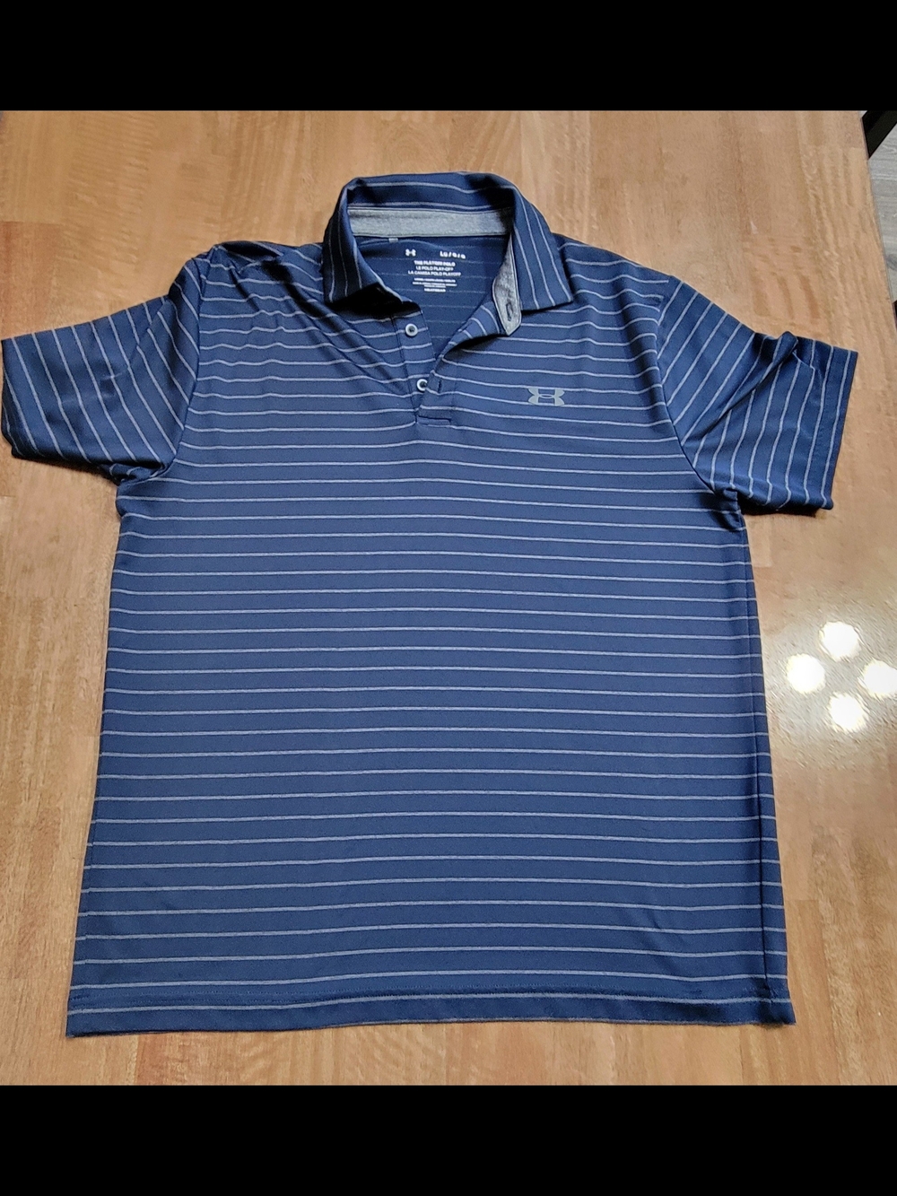 Under Armour Men's Blue Polo with White Pinstripes